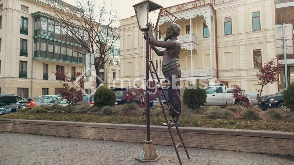 Street Lamp Statue in Urban Setting