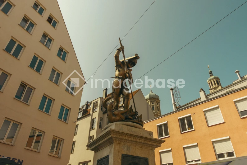 Historic Cityscape with Statue