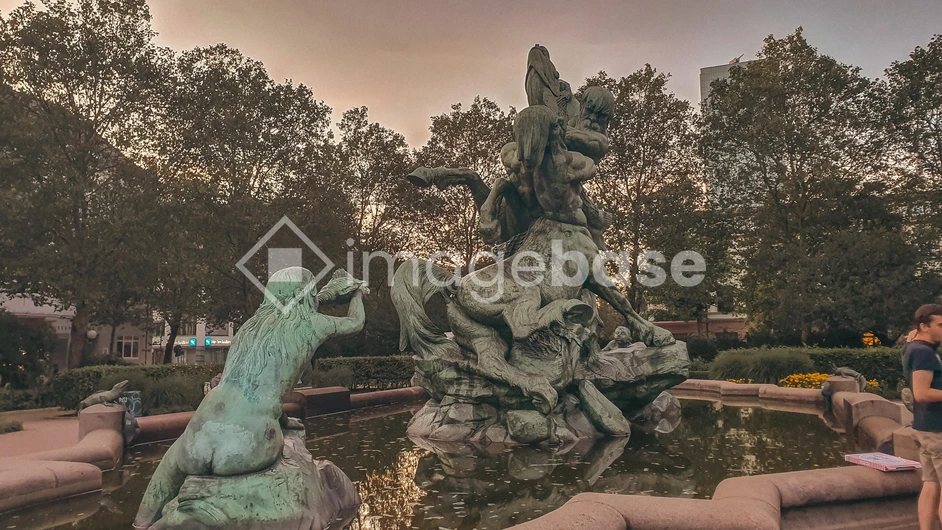 Fountain Sculpture at Dusk