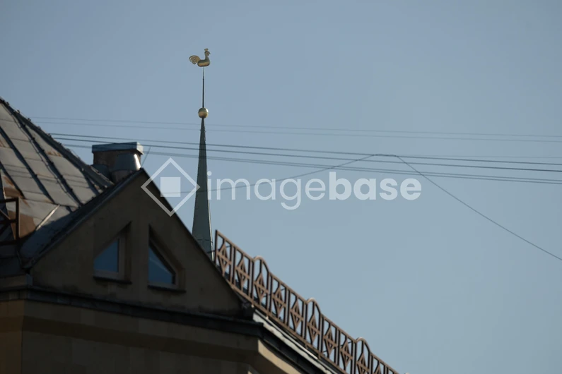 Rooftop Architecture with Weather Vane