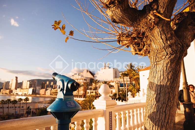 Coastal City View with Telescope