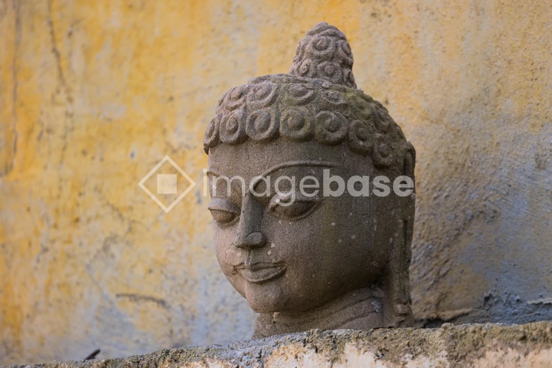 Stone Buddha Head Sculpture