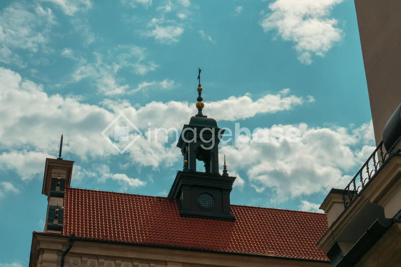 Historic Rooftops Under Blue Sky