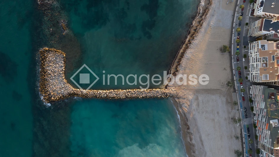 Aerial View of Coastal Breakwater