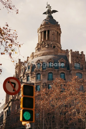 Historic Building with Traffic Light