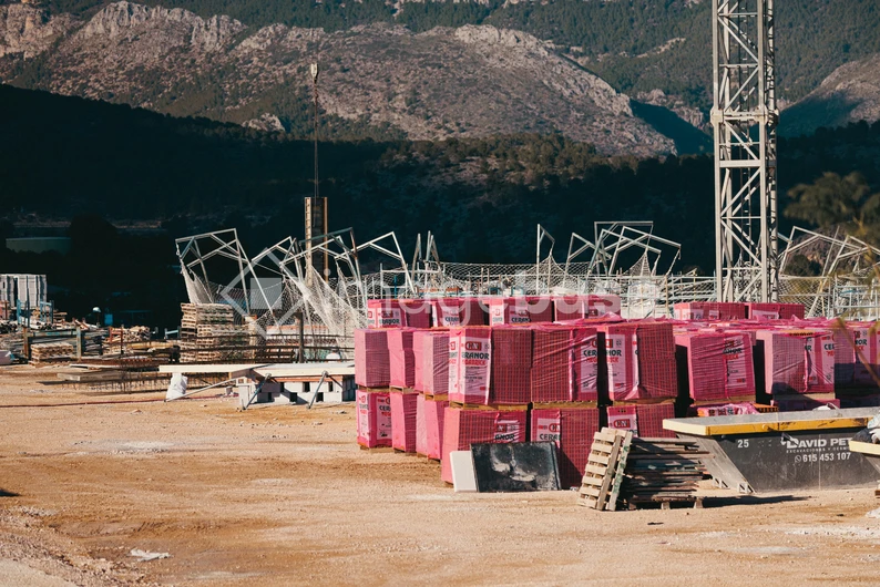 Construction Site with Pink Pallets