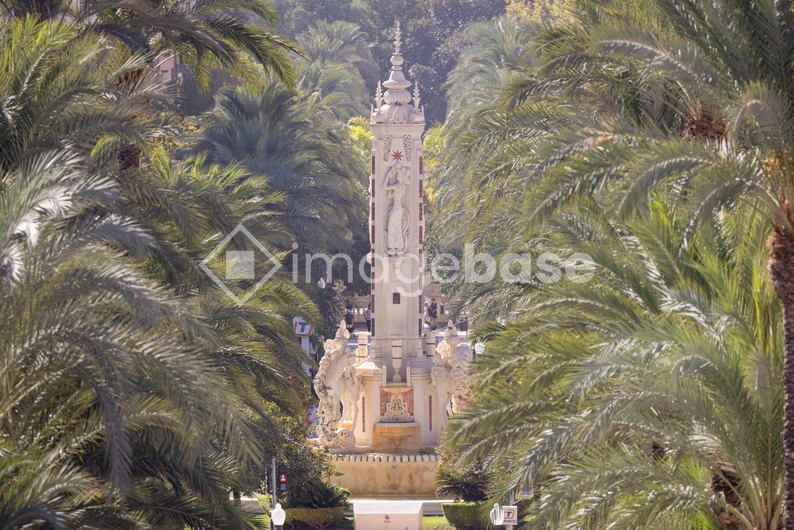 Elegant Monument in Palm-Lined Avenue