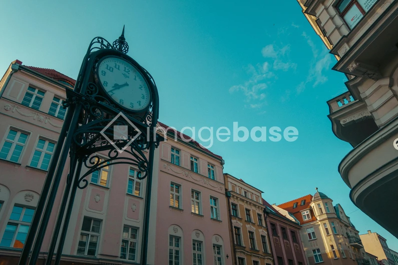 Street Clock and Historic Buildings