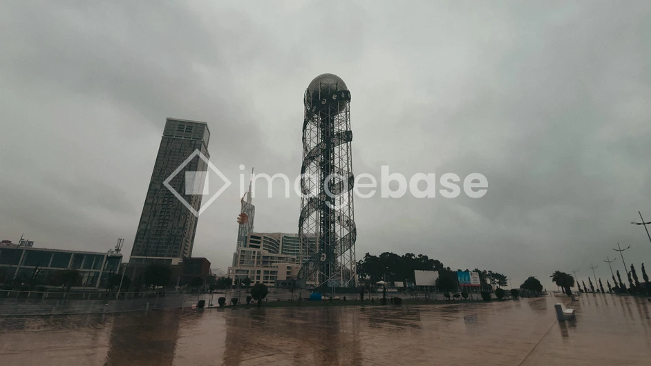Urban Tower in Cloudy Weather