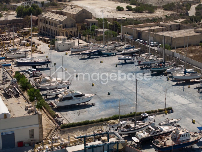 Aerial View of a Boat Yard