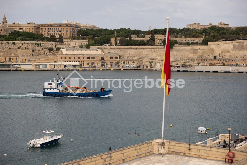 Harbor View with Boats and Fortifications