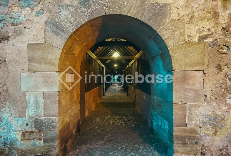 Illuminated Stone Corridor