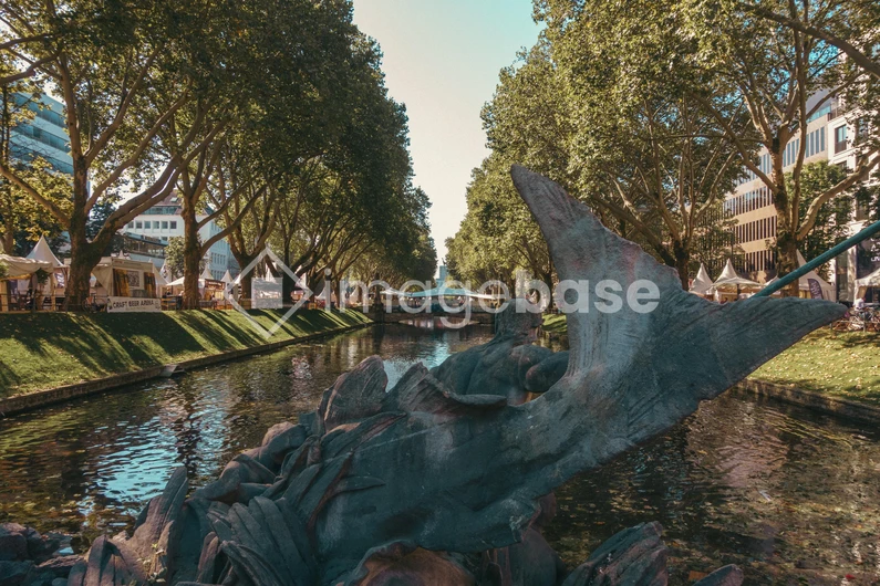Canal View with Sculpture