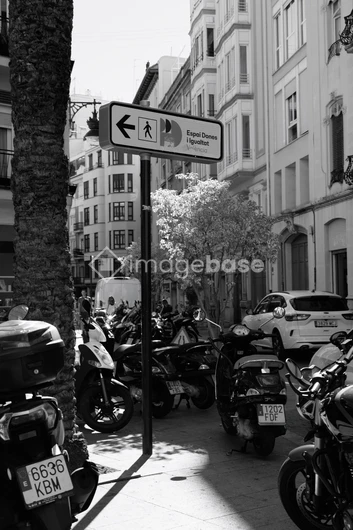 Urban Street Scene with Motorcycles