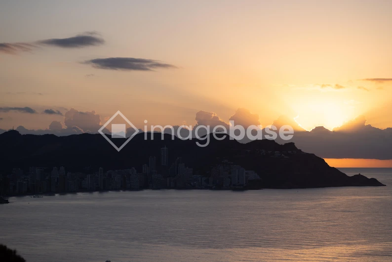 Sunset Over City Skyline