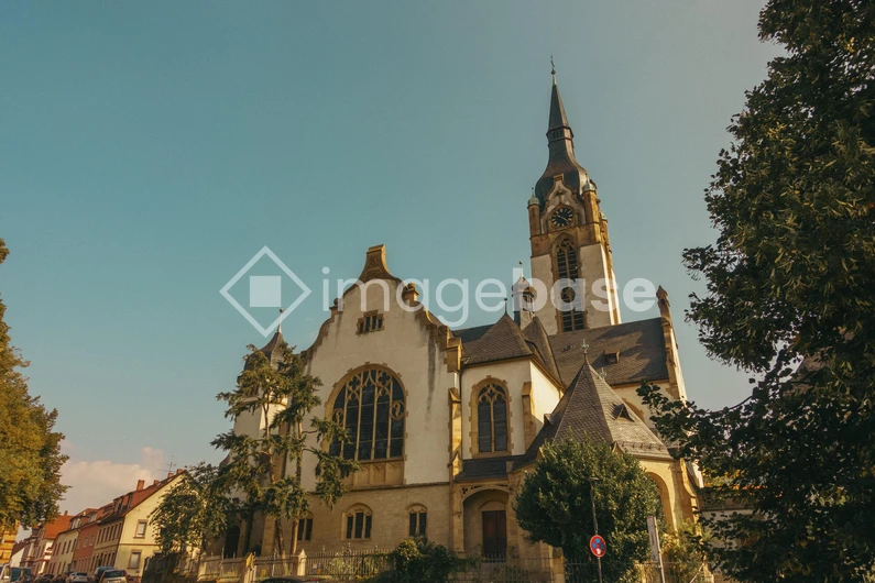 Gothic Church Facade under Clear Sky