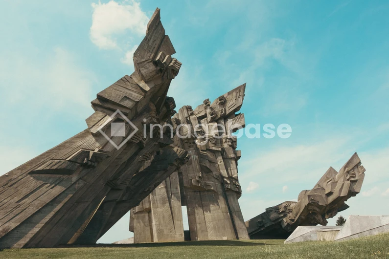 Sculptural Monument Under Blue Sky