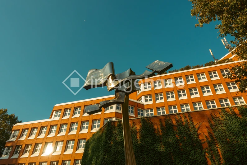 Modern Architecture with Art Installation