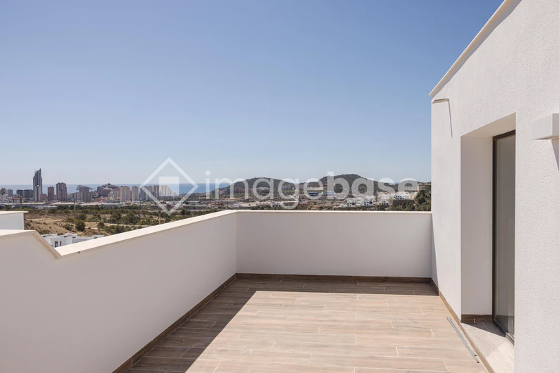 Coastal City View from Modern Terrace