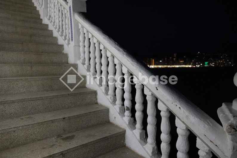 Nighttime Stairway by the Sea