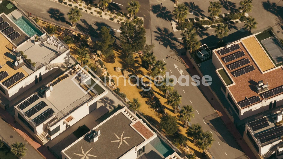 Aerial View of Sunny Neighborhood