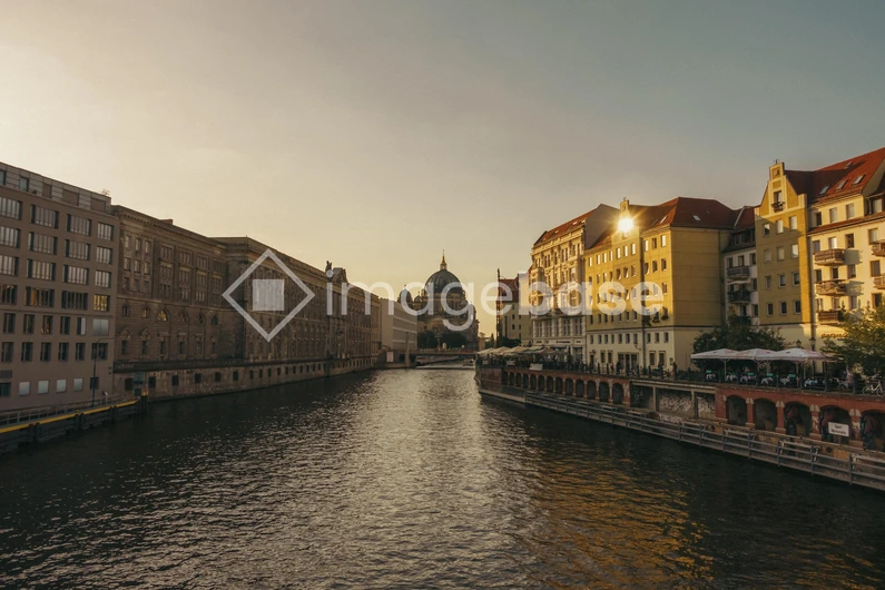 Sunset Over Urban Canal
