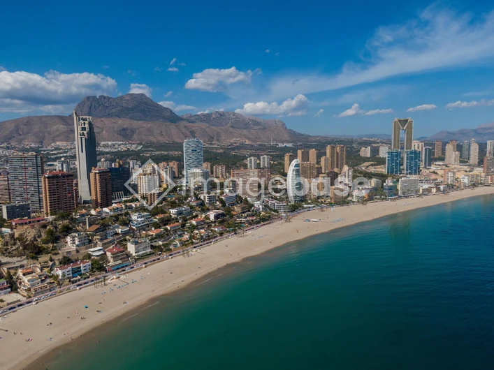Coastal Cityscape with Mountains