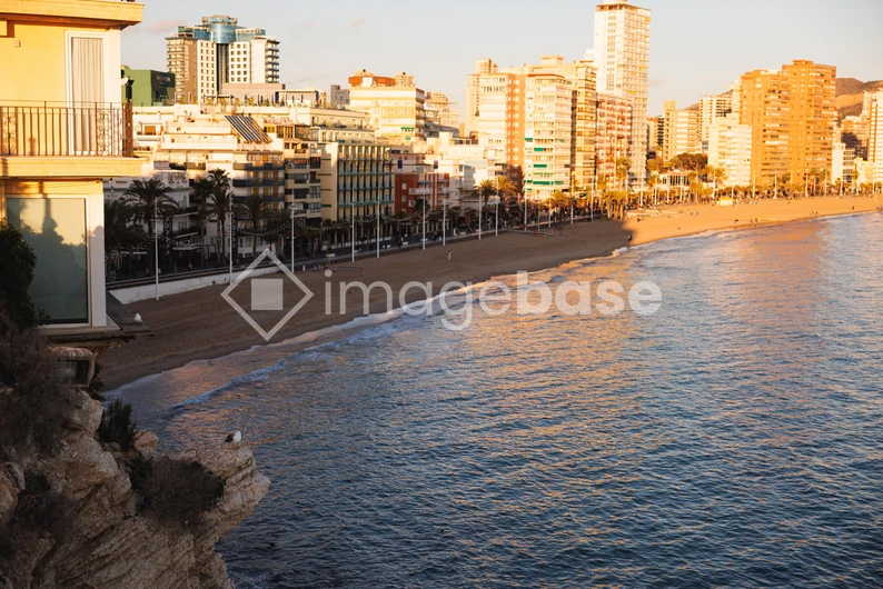 Seaside Cityscape at Sunset