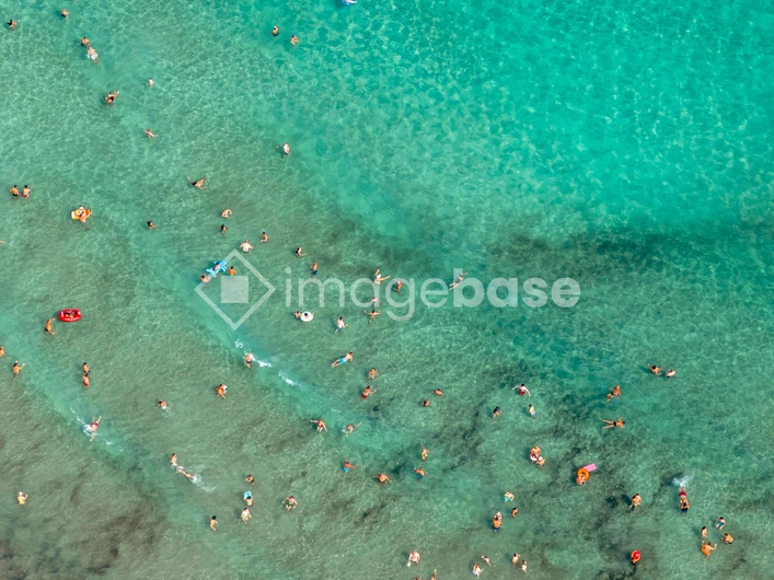 Aerial View of Crowded Beach