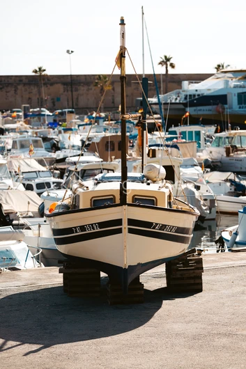 Docked Boats in a Sunny Harbor