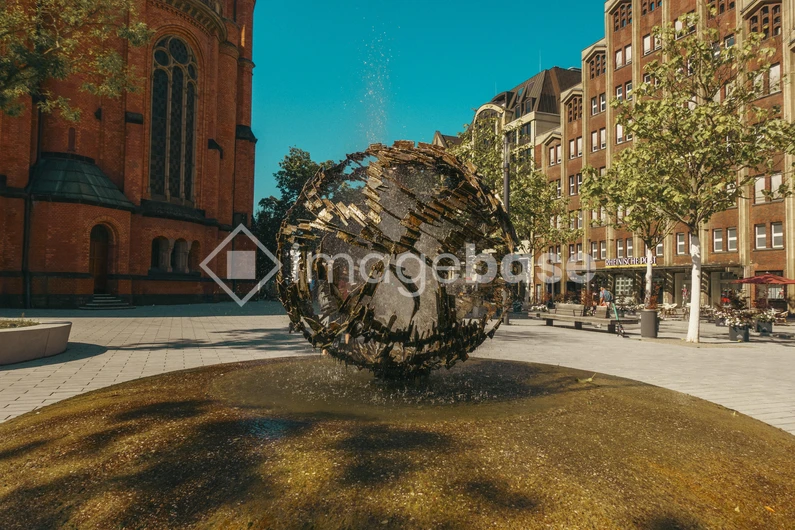 Fountain Sculpture in Urban Square