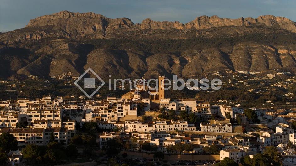 Scenic Town and Mountain Landscape