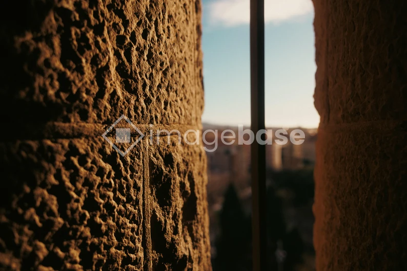 Sunlit Stone Wall View