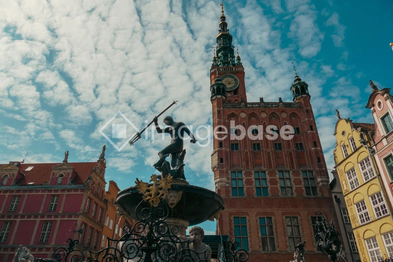Historic Cityscape with Fountain