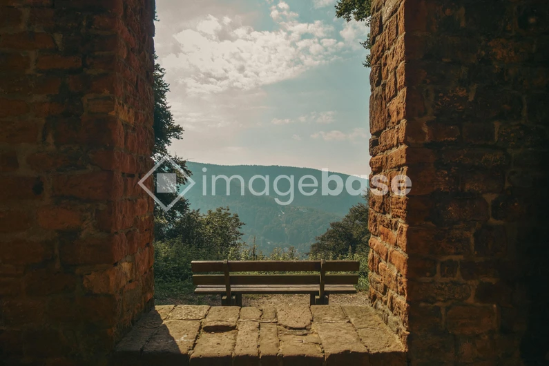 Scenic Mountain View Through Archway