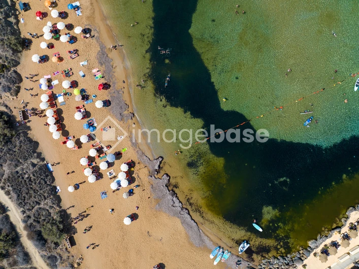 Aerial View of a Sunlit Beach
