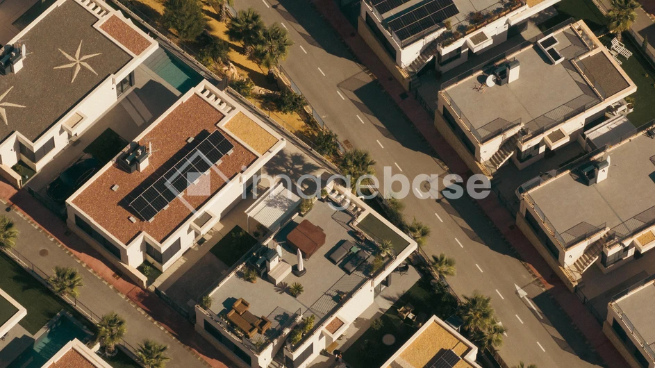Aerial View of Suburban Street