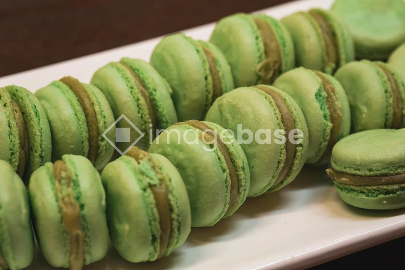 Green Macarons on a Plate