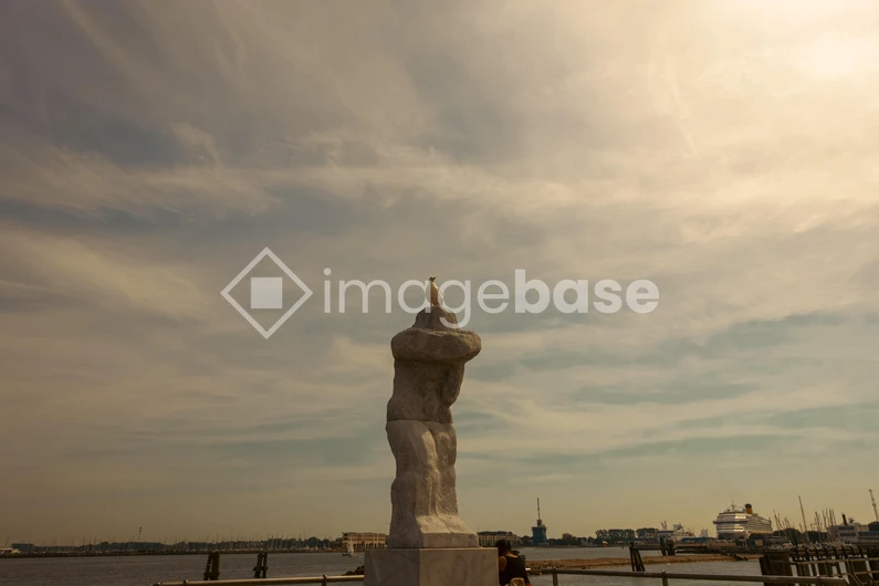 Seagull on Statue by the Waterfront