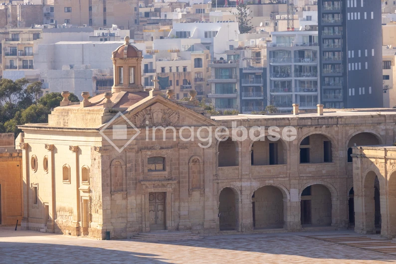 Historic Architecture with Modern Backdrop