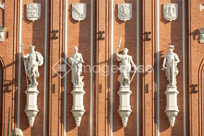 Historic Building Facade with Statues