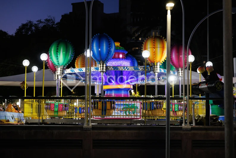 Vibrant Night at the Amusement Park
