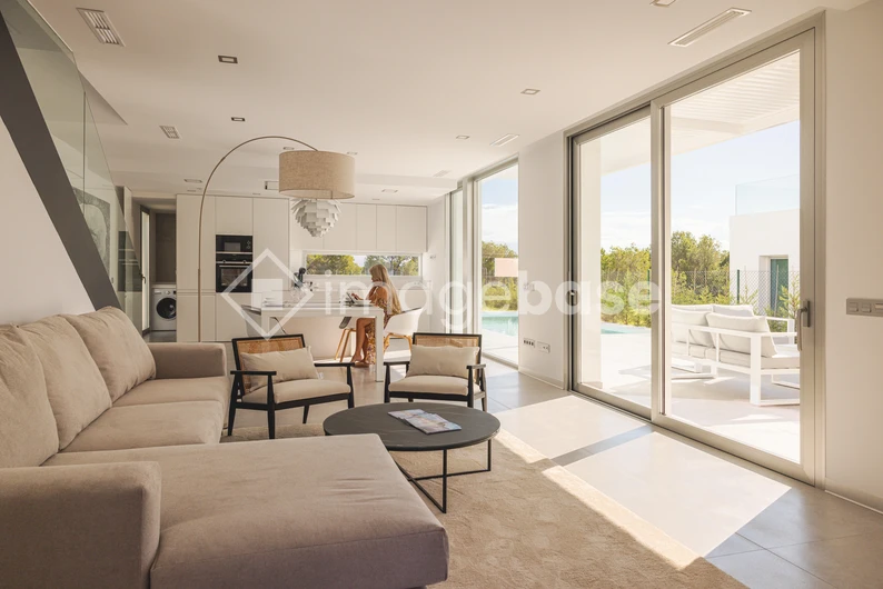 Modern Interior with Pool View