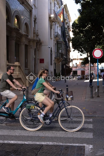 Cyclists in Urban Street