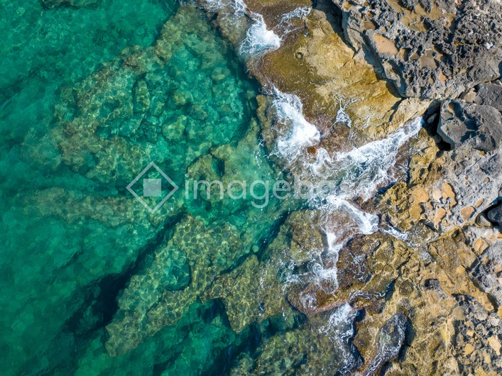 Aerial View of Rocky Shoreline