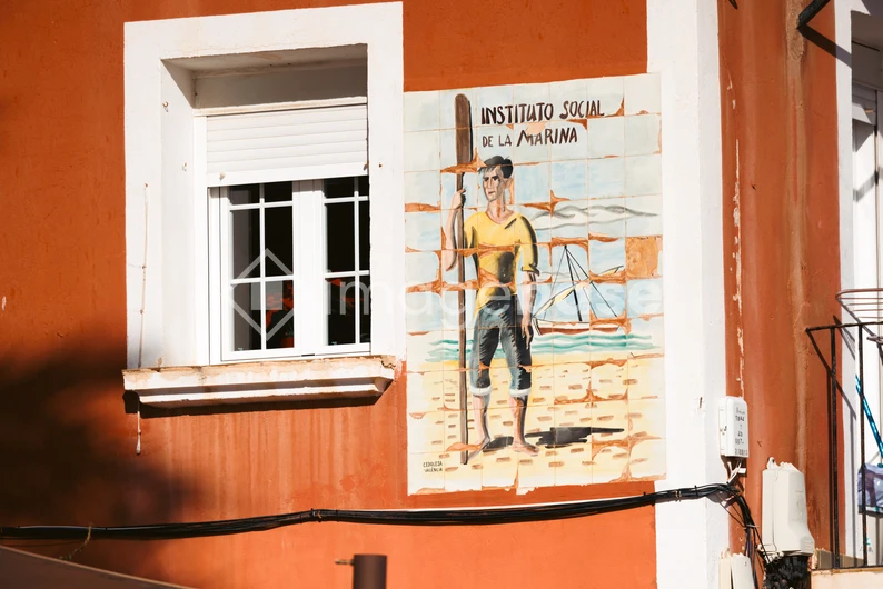 Wall Mural on Colorful Building