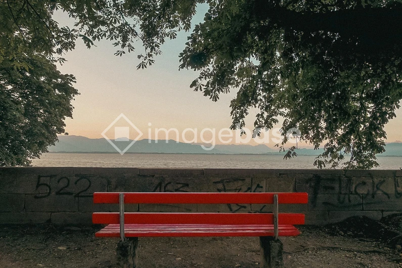 Lakeside Bench at Dusk