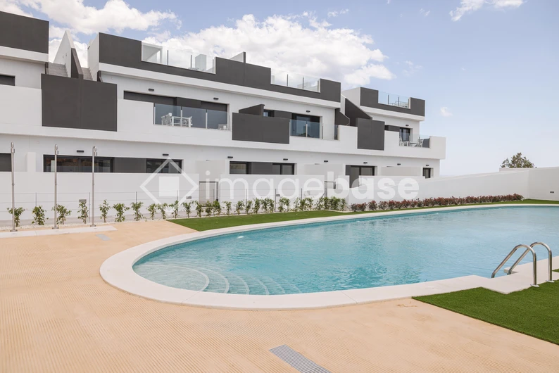 Modern Apartment Complex with Pool