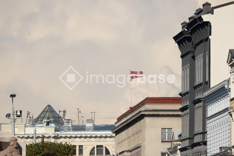 Cityscape with Flag