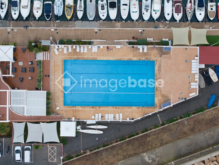 Aerial View of Pool and Marina